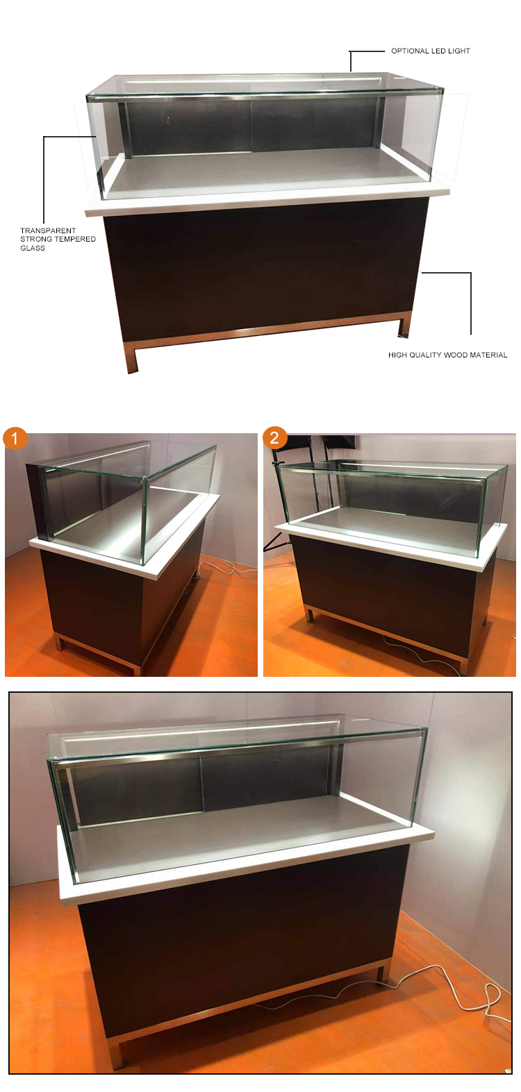 专用珠宝店钻石首饰展示展示玻璃首饰展示柜与 led灯