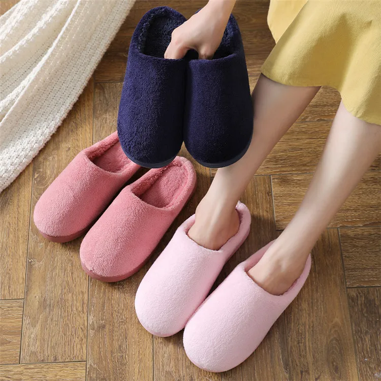 Ladies Slippers 2020 Home Indoor Slippers Warm Plush Anti Slip Winter Slides Sandals Shoes