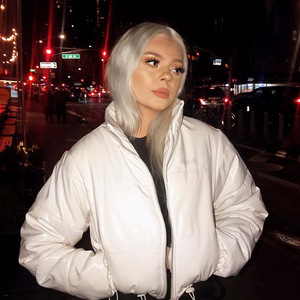 2019 fashion women ladies short style zipper fly blank winter coat