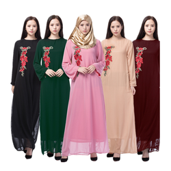 New Muslim women's dress ethnic style embroidered long sleeve dress  Islamic Clothing Robe