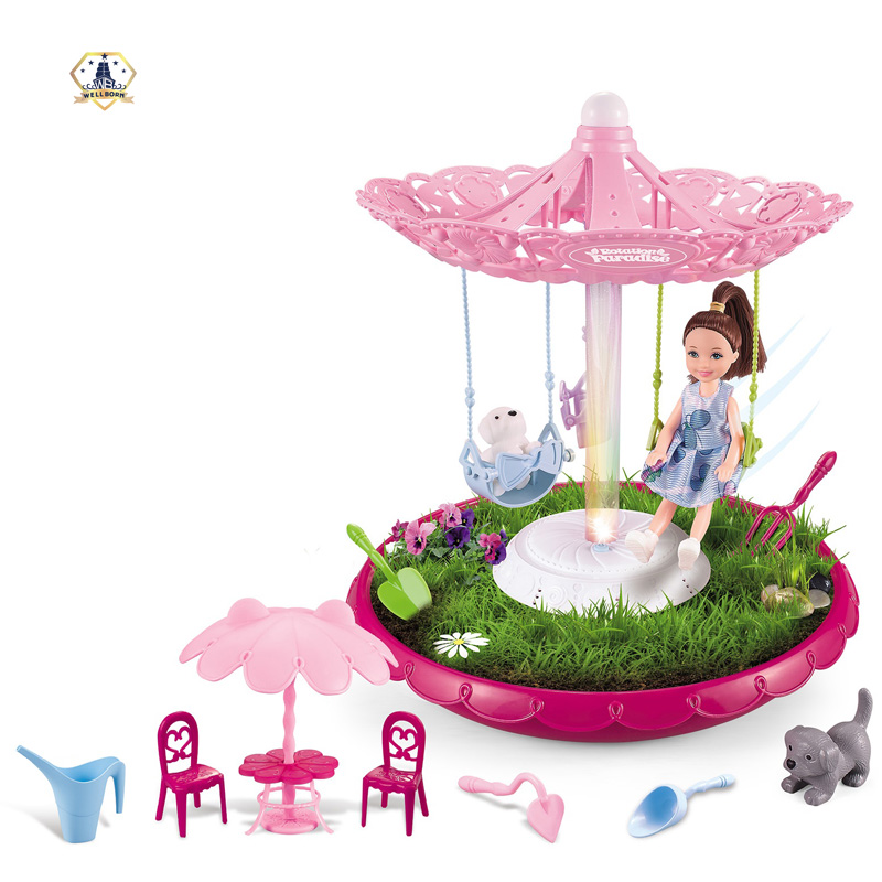 Amazon Крытый открытый цветок пластиковый свет музыка diy фея дом сад Игрушка для девочки с розовым