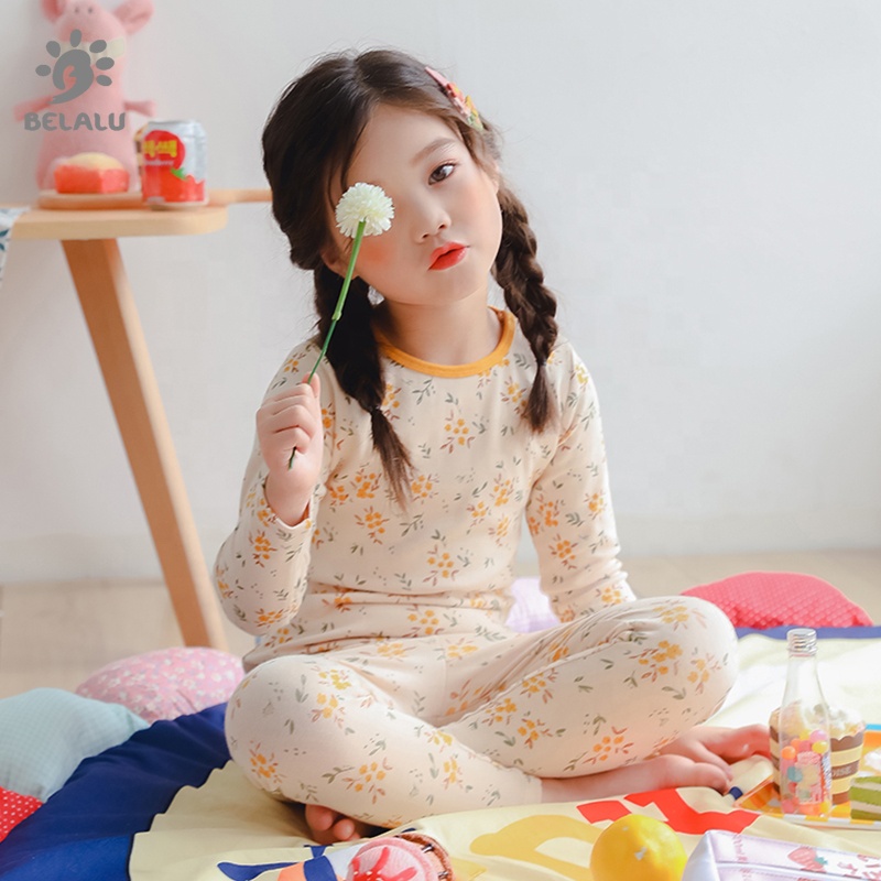 Детская домашняя одежда Belalu, домашняя пижама с длинным рукавом для девочек, нижнее белье, Хлопковая пижама из лайкры, весна 2019