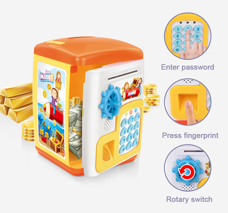 Multifunction money saving atm money bank toy kids plastic safe toy atm money password piggy bank