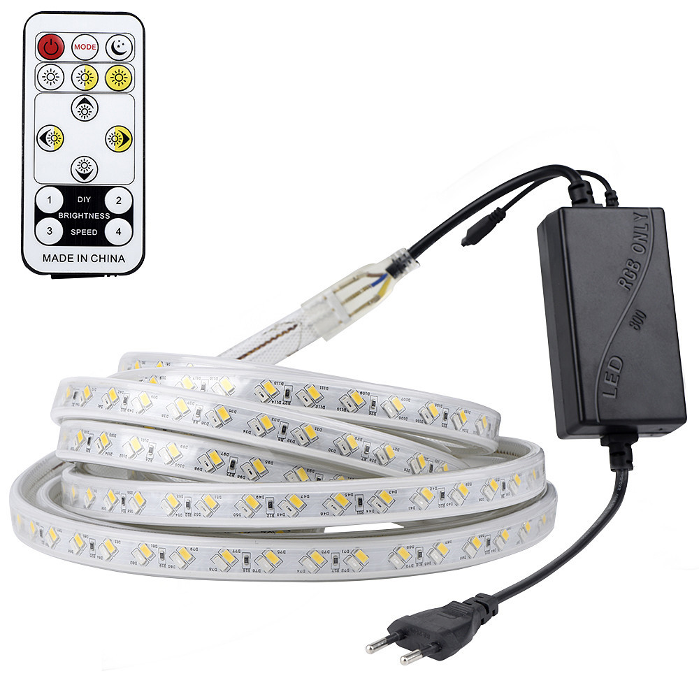 СВЕТОДИОДНАЯ лента SMD 5730, уличная водонепроницаемая лента, 3 цвета, с дистанционным управлением, гибкая неоновая лента с регулируемой яркостью, 120 светодиодов/м, теплый белый свет
