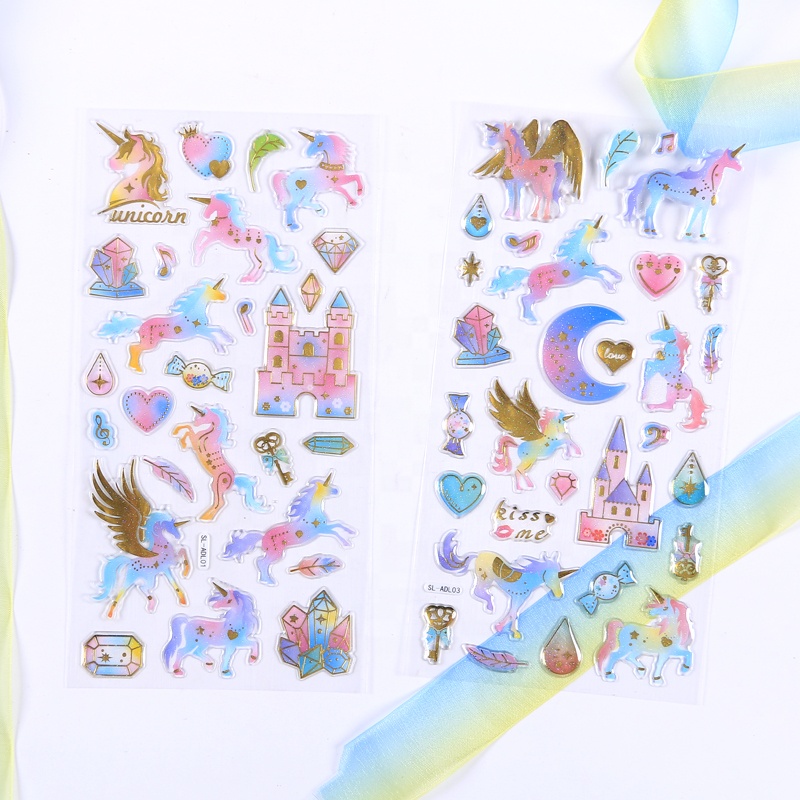 Прозрачные хрустальные наклейки из золотой фольги с единорогом пегасом SHANLE