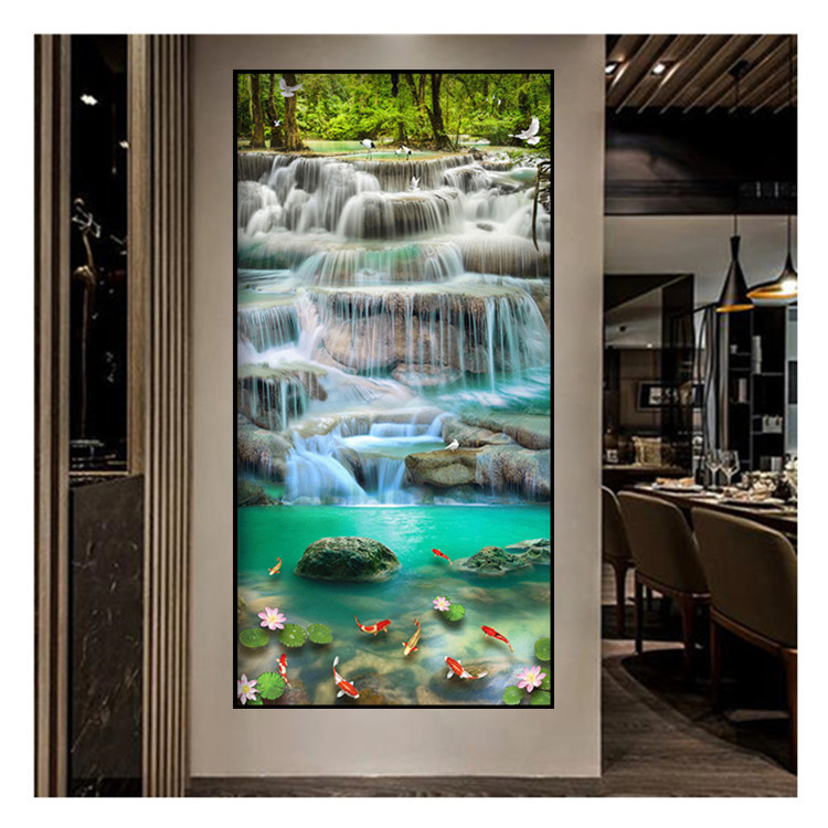 Wholesale diamond painting DIY diamond painting waterfall fish scenery home decoration 5D diamond painting