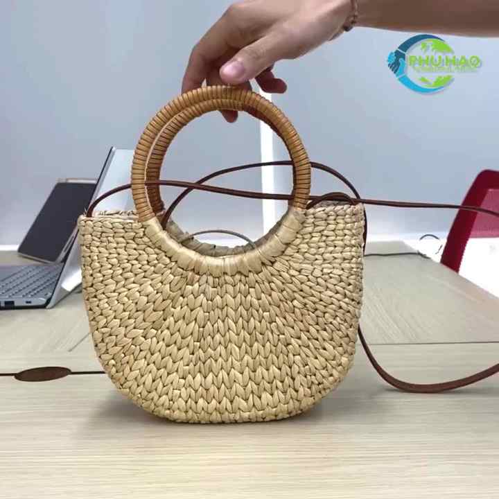 完売☆LUDLOW ラドロー Bucket-Water hyacinth bag Eco-Friendly and Durable WATER HYACINTH HANDBAG With Decoration