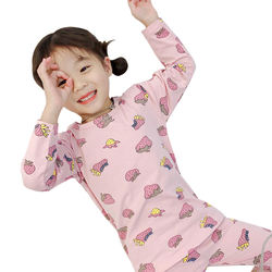 Hot selling wholesale long sleeve children pajamas strawberry print cotton girls pajamas set