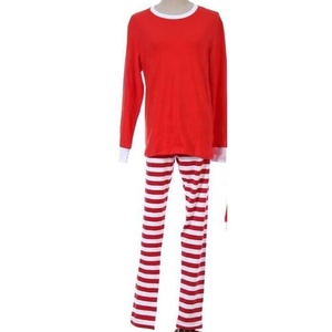 Hot Sale Christmas Striped Pajama Three-piece Family Suit
