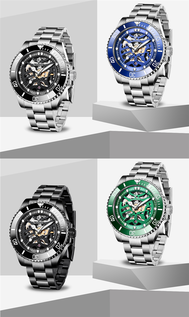 Nouveau PAGANI DESIGN Marque Hommes Montre Automatique Mécanique En Acier Inoxydable Saphir Verre 100 M Montres Étanches Reloj Hombre