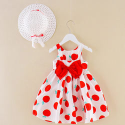 Hot Vendas Decoração Casual Day Vestido 2 Peças Conjunto Meninas Do Bebê Roupas de Bebê Feito da Fruta do Verão Impressão Vestido de Festa Projeto
