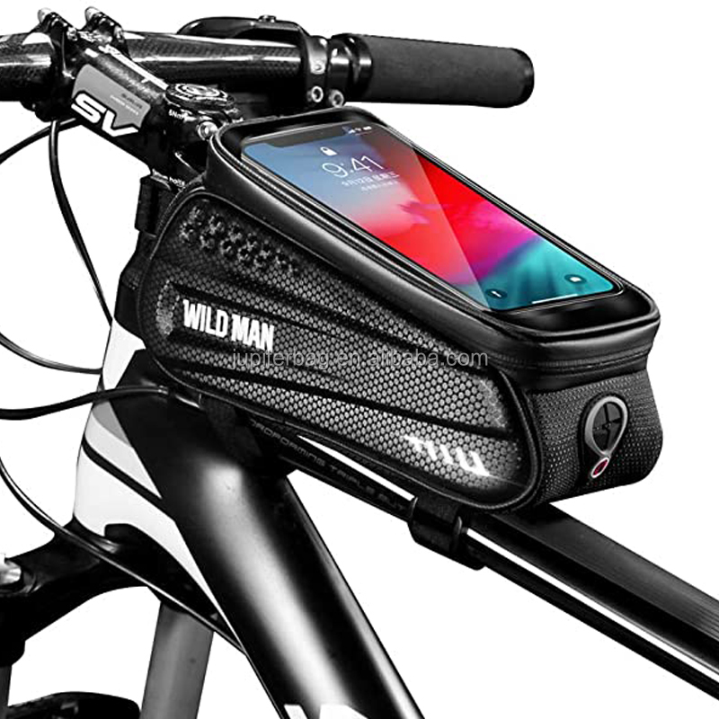 Сумка на переднюю раму велосипеда из ЭВА, водонепроницаемый велосипедный чехол с креплением для телефона, с чехлом от дождя для сенсорного экрана