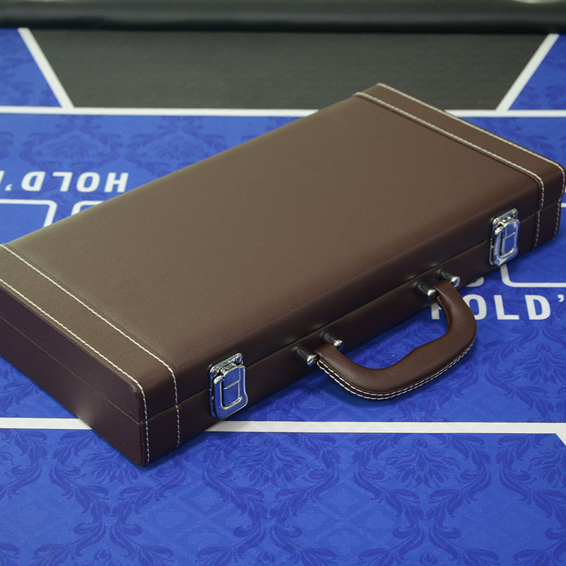 500pcs PU Storage Box Professional Texas Poker Chips Sets Leather Suitcase Casino Game Accessory Container