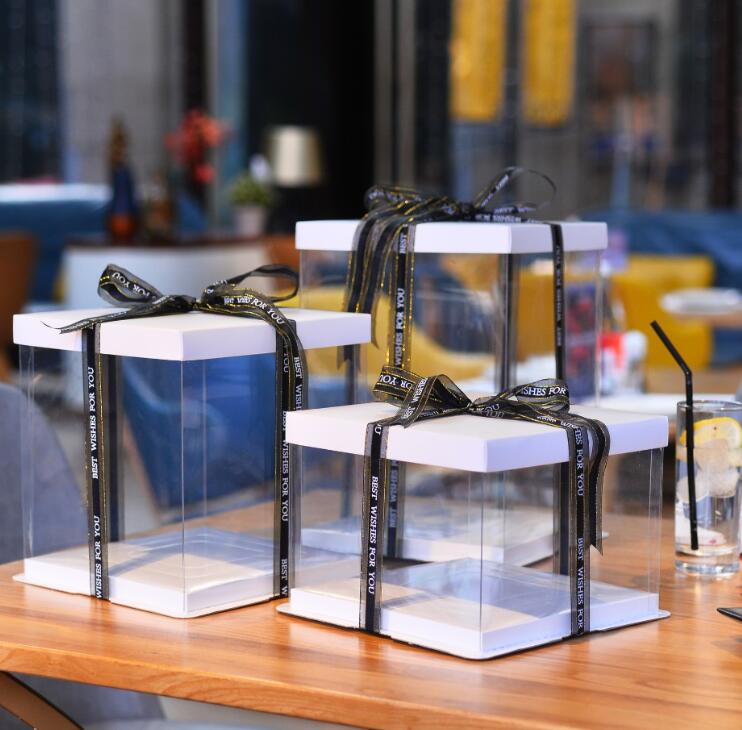 Прозрачный Торт ПВХ коробка, прозрачная PET хлебобулочная ацетатная коробка упаковка