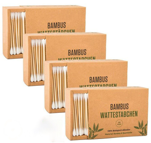 200pcs Plastic Free Biodegradable double ended bamboo stick cotton buds Daily use swabs in Paper drawer box/Slider kraft box