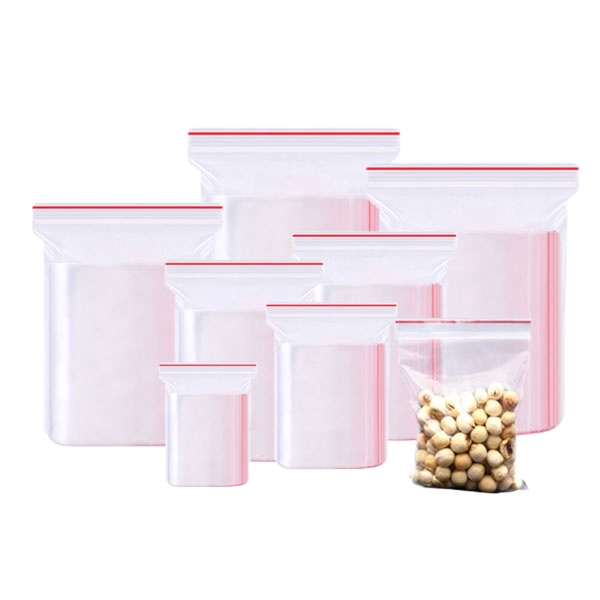 LDPE transparent storage bags plastic zip lock bags custom zipper bags food grade OEM all sizes as your request food packaging