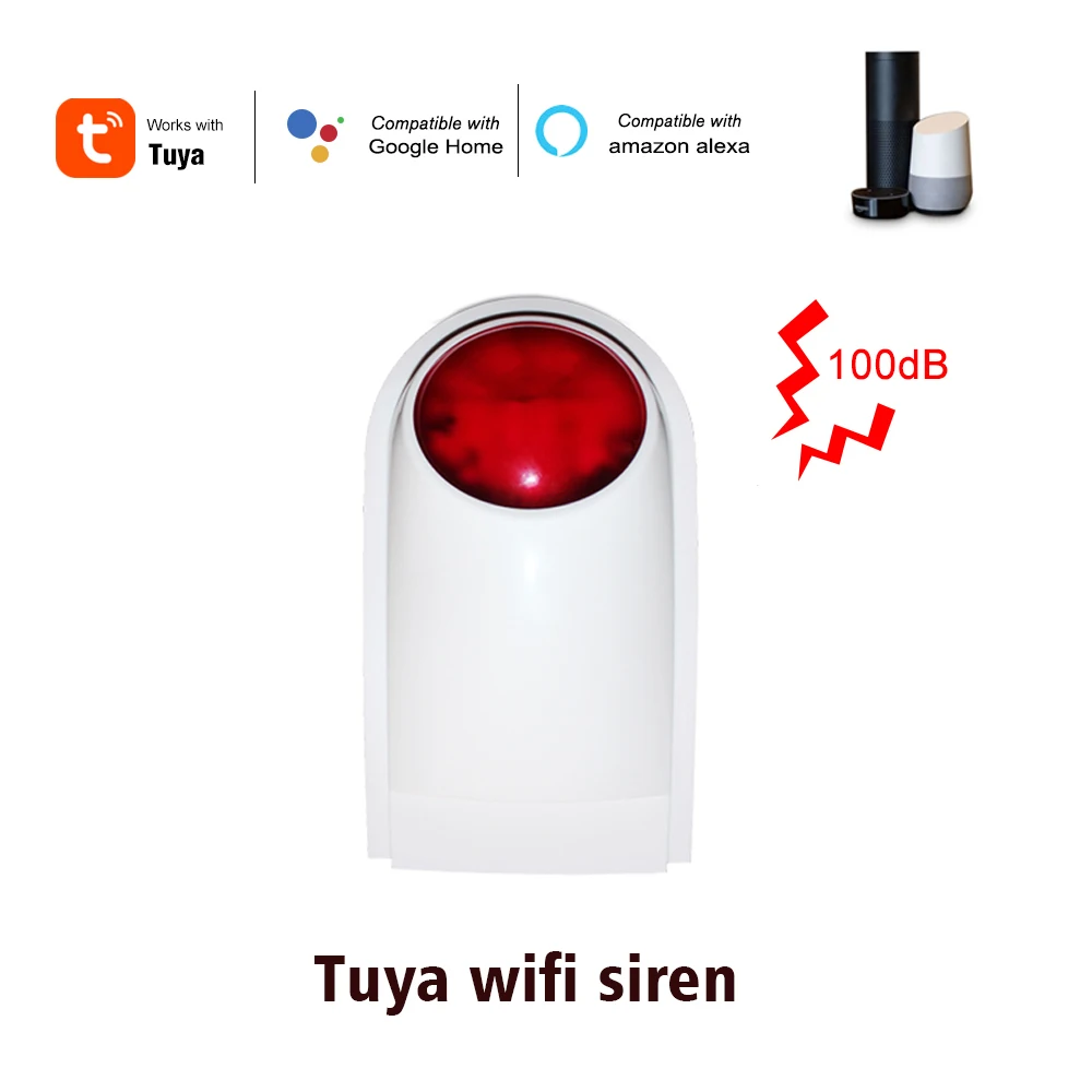 Tuya smart outdoor siren home security intruder alarm wifi strobe light with loud voice