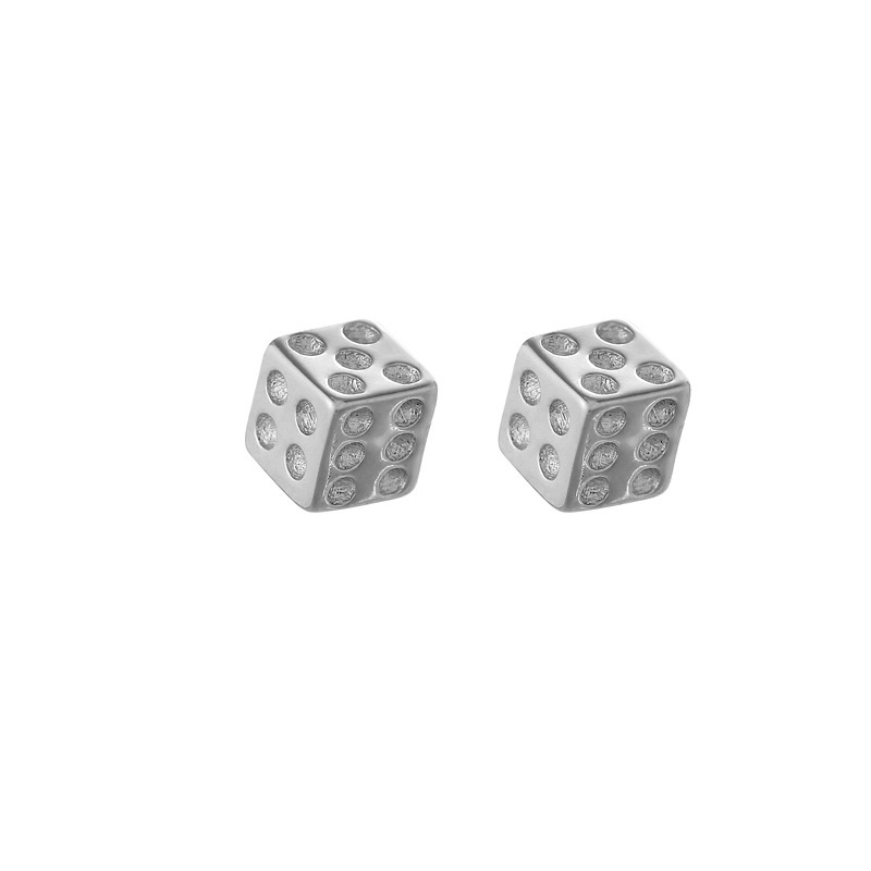 Girls Dice Colorful Ear Studs 925 Sterling Silver Plastic