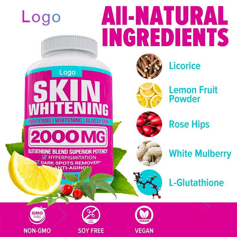 Private Label Glutathione Whitening Capsules Pills Anti aging Effect and Powerful Antioxidant 60caps Skin Whitening Pills