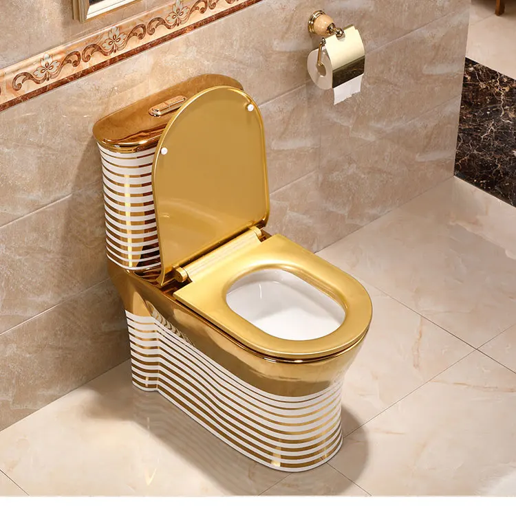 Hot selling good quality golden luxury western style design one-piece toilet