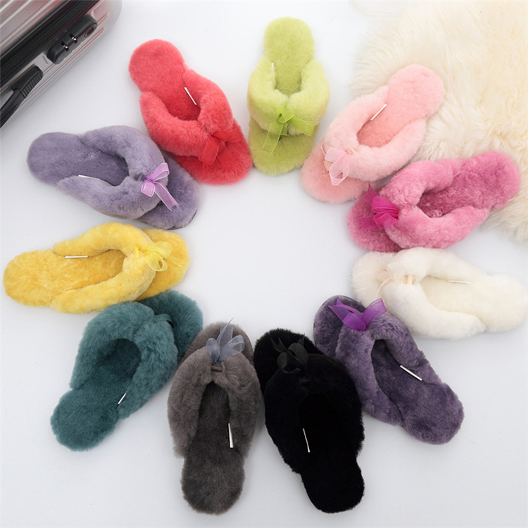 Custom Designers Fuzzy Slippers for Ladies Faux Fur Fluffy House Flats Flip Flops Warm Shoes