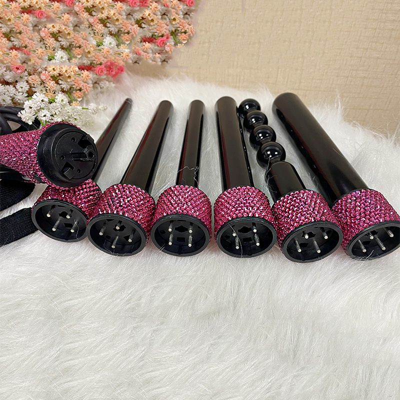Private label Professional High Temperature Settings With LED Indicator 6 In 1 Interchangeable Curling Wand Set Hair Curler Wand