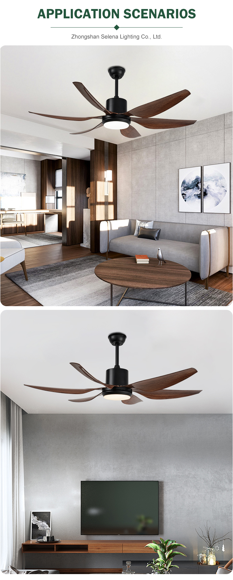 Breezelux 56 inch modern design 220 volts ceiling exhaust air conditioning remote control luxury wood ceiling fan with light