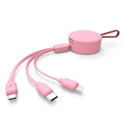 2.4A 3 em 1 Atualizado Material TPE Cabo de Carregamento Cabo do Carregador USB com Cabo Retrátil