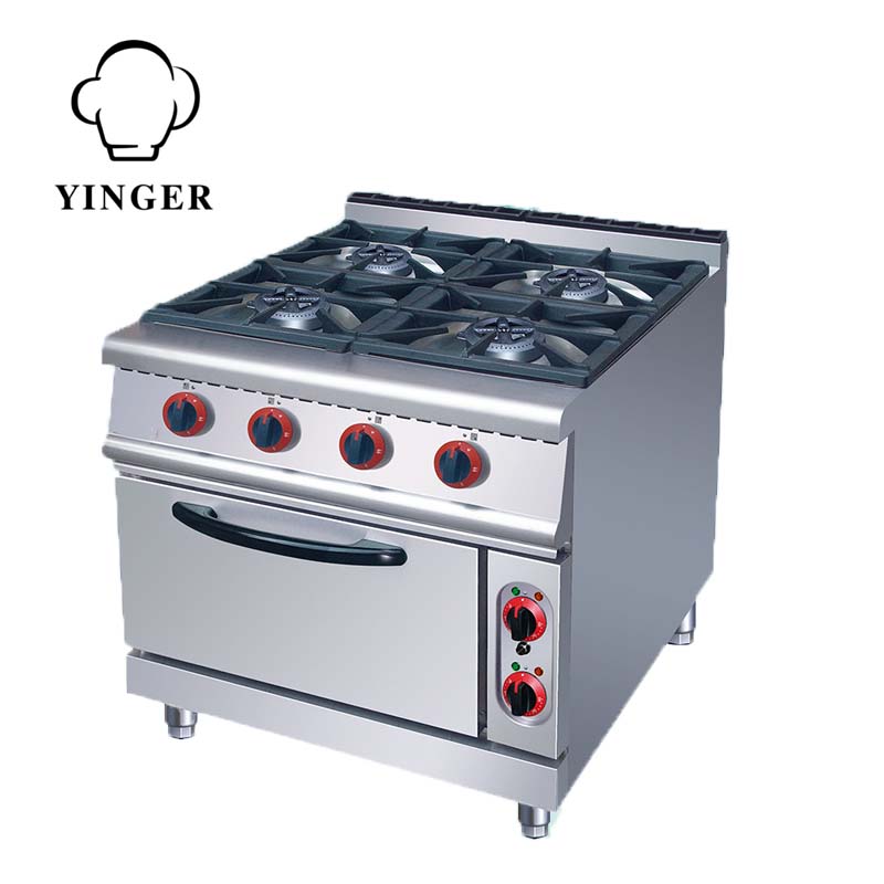 Газовая плита 4 горелки с электрической духовкой из нержавеющей стали 4 горелки газовая плита