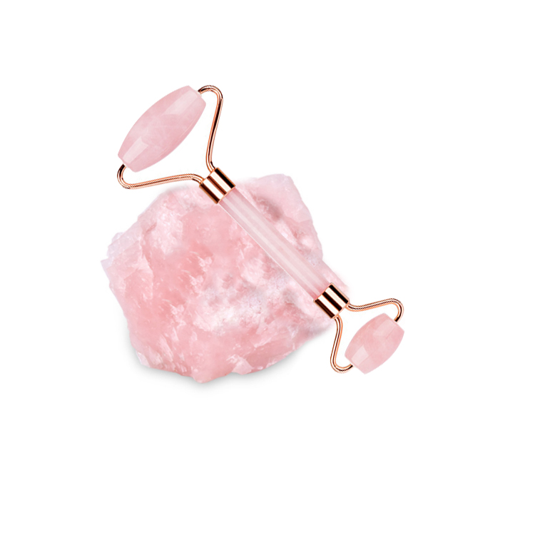 Высокое качество Рождественский подарок лица против старения розовый кварц нефритовый ролик с двойной головкой