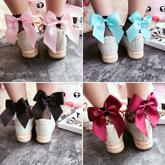 High Quality Summer Fishnet Kids Socks with big butterfly knot Bow Lace Mesh Kids Girl Sock