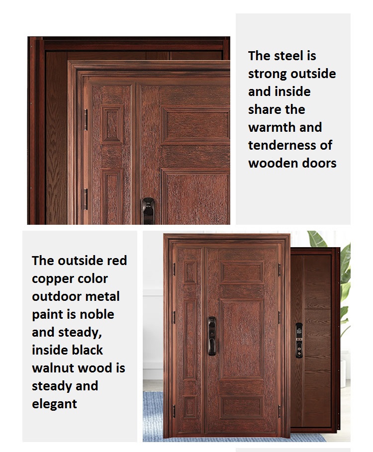 safety italy external security home doors italian brown color smart wooden front door armored