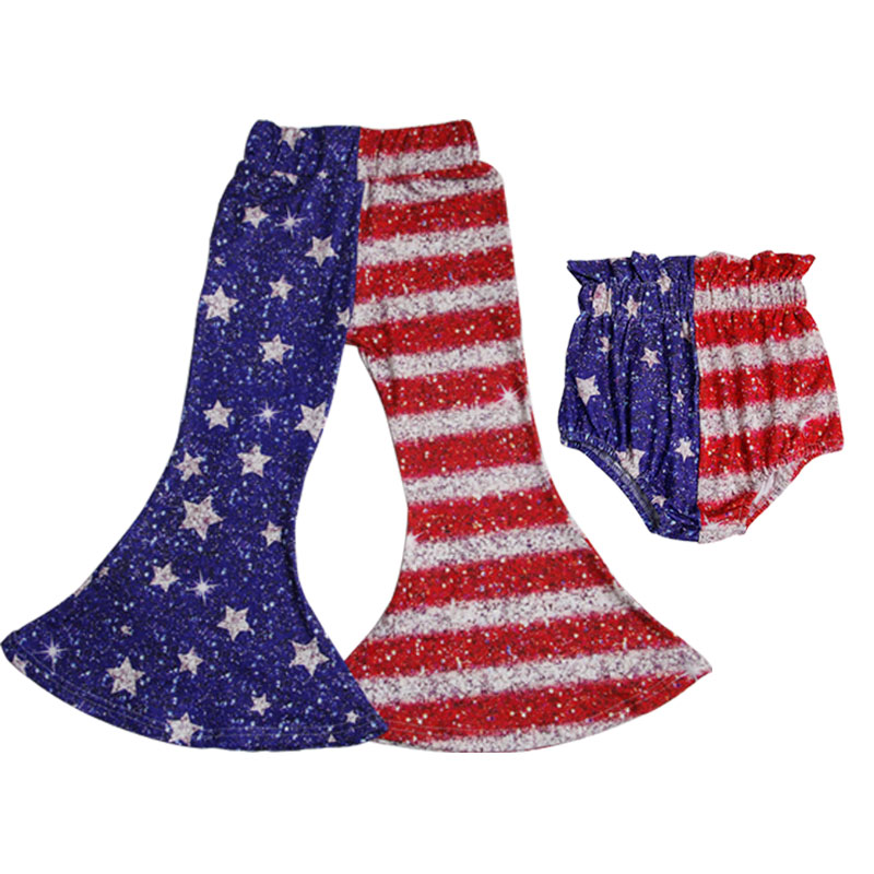 Оптовая продажа, детская одежда, расклешенные брюки для девочек, детские шорты с принтом 4 июля