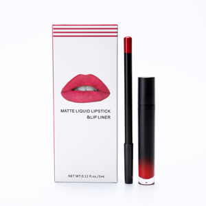 Custom logo small MOQ waterproof long lasting liquid matte lip liner and lipstick set with private label