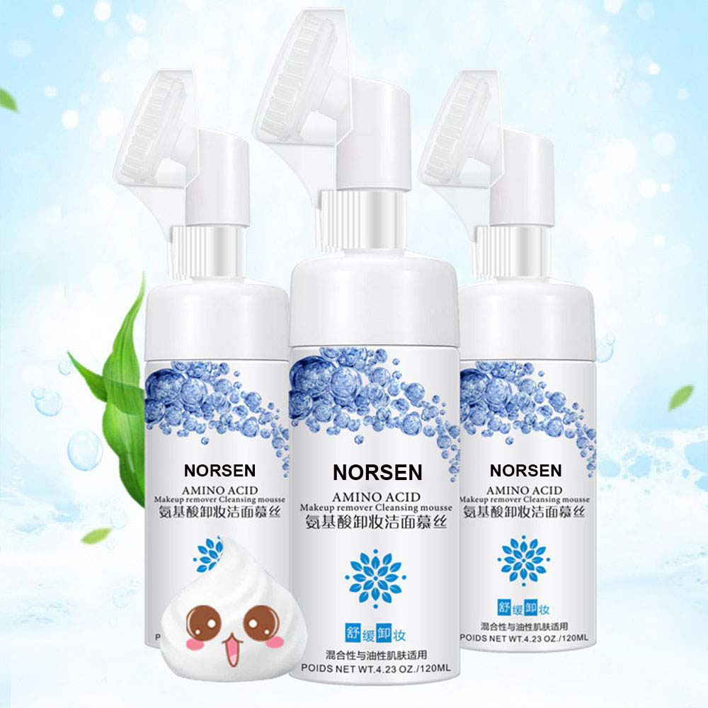 Private Label custom Cleansing Mousse Pump Brush Vitamin C Purifying Foam Silicone Brush Facial Cleanser