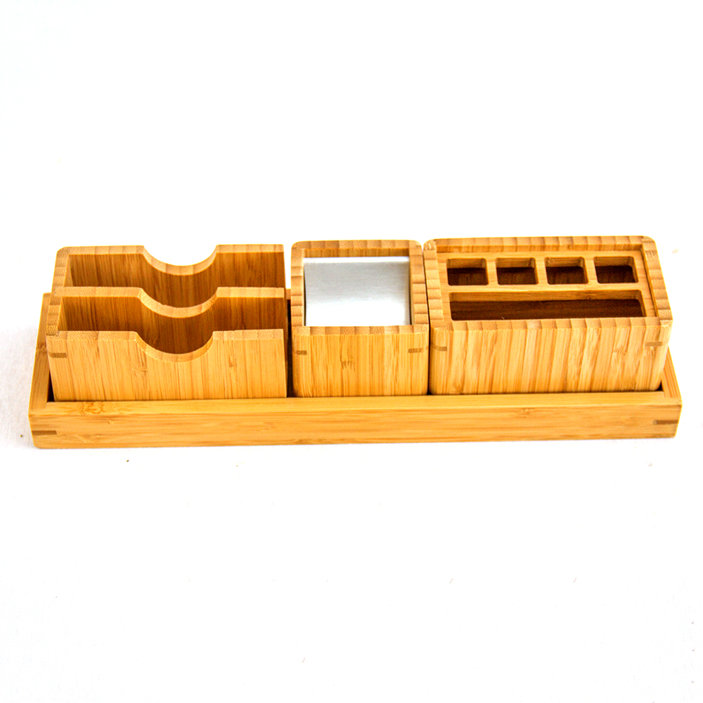 Бамбуковая коробка для хранения канцелярских принадлежностей для офиса и дома