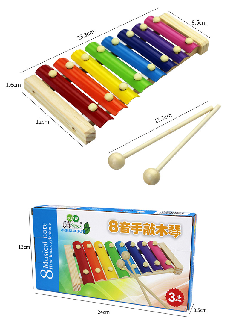 Amazon Best Selling Mini Wooden Rainbow Xylophone Toys Hot Selling Kids Hand Knocking Musical Instrument Educational Toys