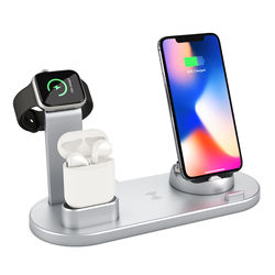 4 em 1 Doca De Carregamento Sem Fio Carregador sem fio Estação de Carregamento Qi Compatível para airpod Rápido suporte De Carregamento Sem Fio