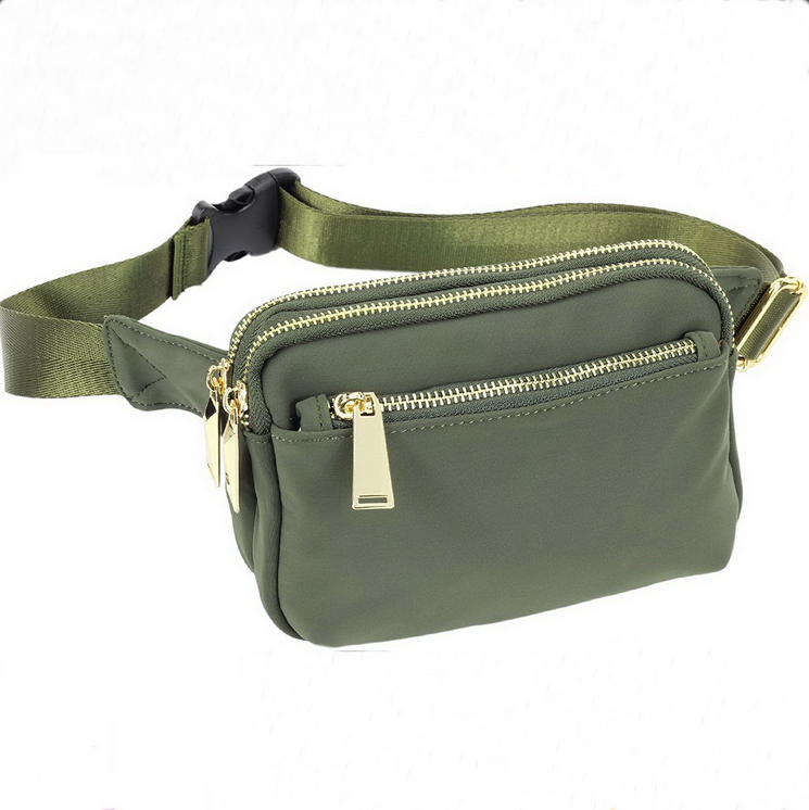 Sac banane en nylon de haute qualit&eacute; avec plusieurs poches sac banane vert en gros