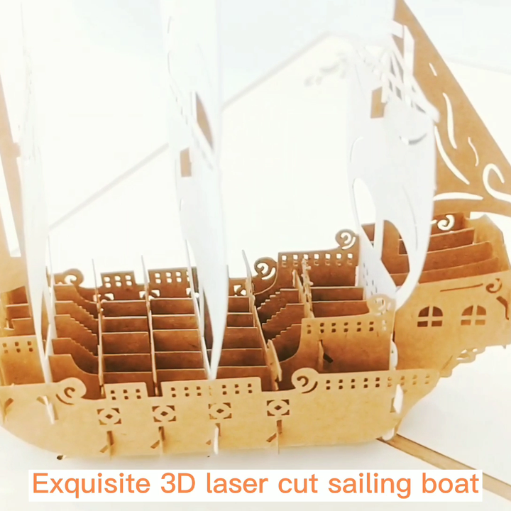 Biglietto Pop-up 3D A Forma Di Barca A Vela Rossa | Invito Originale Per Compleanno, Laurea, Pensione O Festa A Tema Nautico - 2