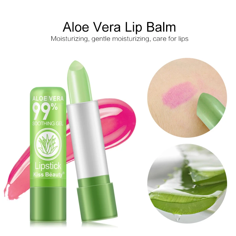 3.5g Color Changing Tinted Lip Balm Women's Fashion Lipstick Aloe Vera Lipstick Moisturizing Long Lasting Lipstick