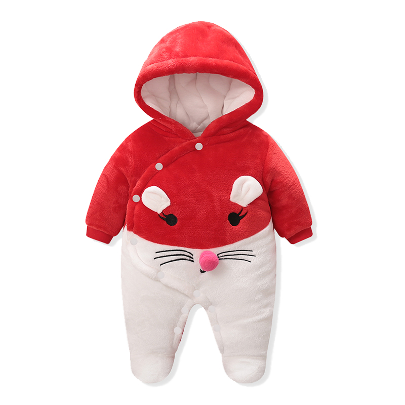 Популярная детская одежда в животном стиле, стеганый хлопковый детский зимний комбинезон с шапками