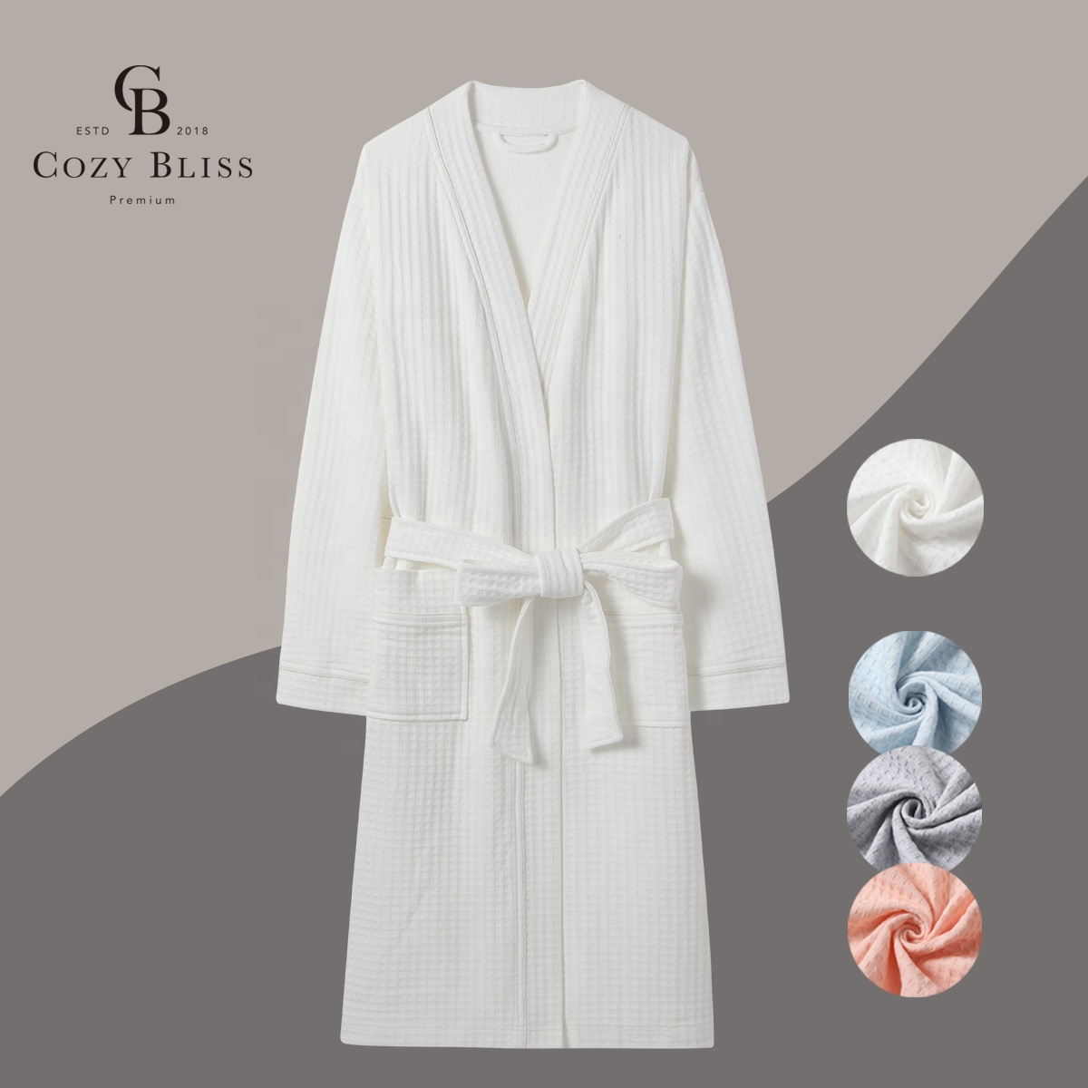 Уютный вафельный хлопковый банный халат Bliss для всех сезонов, банный халат для женщин 110 см