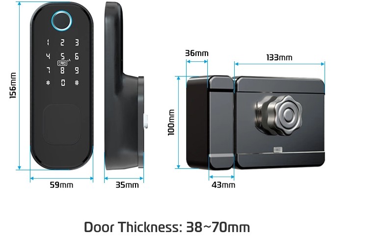 Waterproof Fingerprint Smart Door Lock ttlock Wireless outdoor Rim Lock App