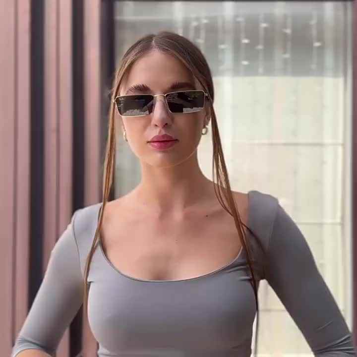 Occhiali da sole piccoli Y2K rettangolo stretto da uomo retrò anni