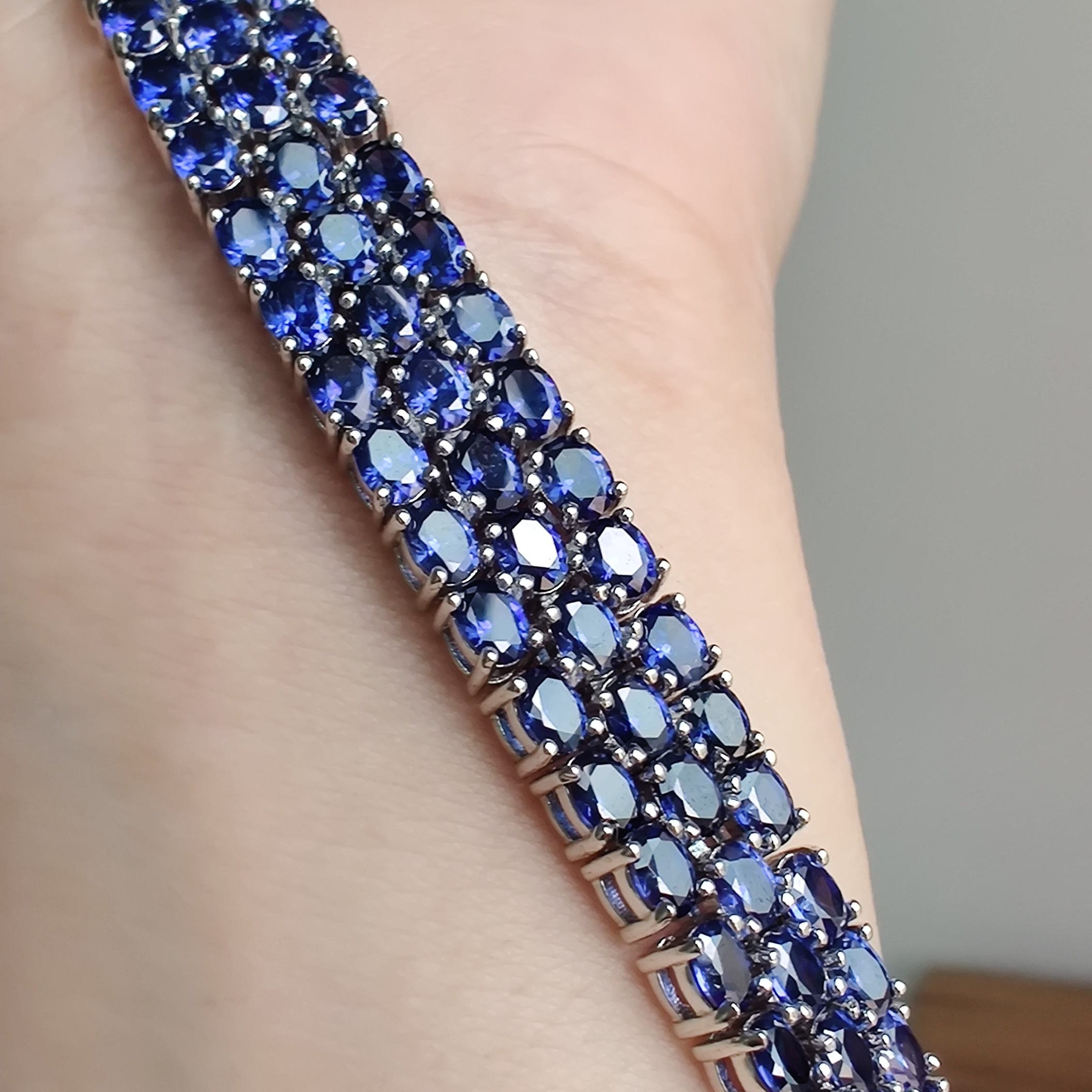 Zaffiro Blu Lab-Created 925 Argento Sterling Gioielli Collana - Foto 11