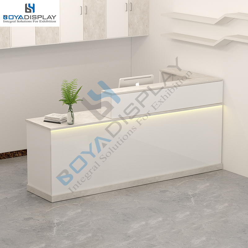 Custom Made white and black hair salon reception desk counter for retail store