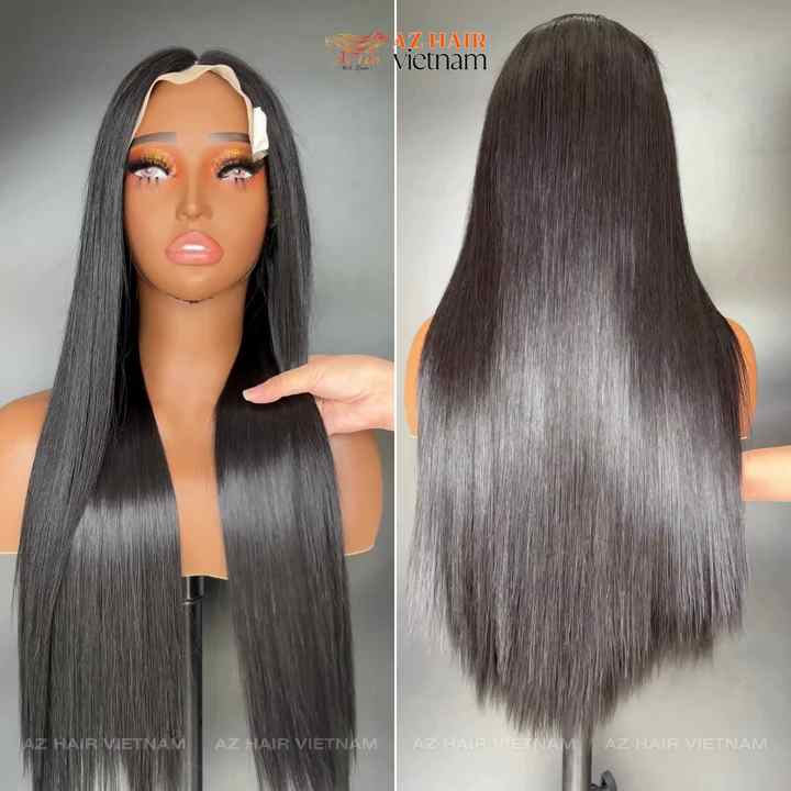 Jet Black Color #1 Lace Frontal Wig Ear to Ear Hair Wig Vietnamese Human  Hair Extensions Swiss Transparent