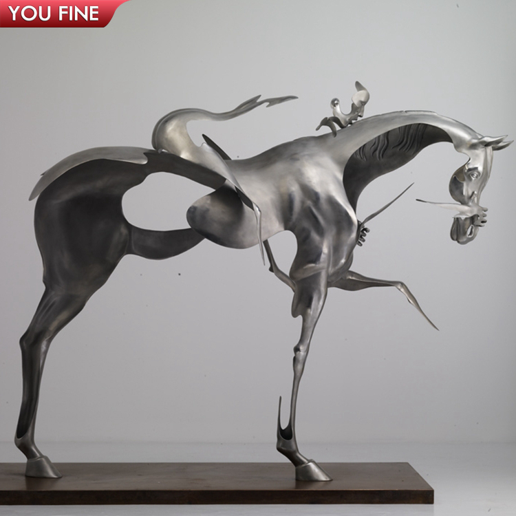 屋外装飾スクラップメタルアートスタチューステンレス鋼馬スケルトン
