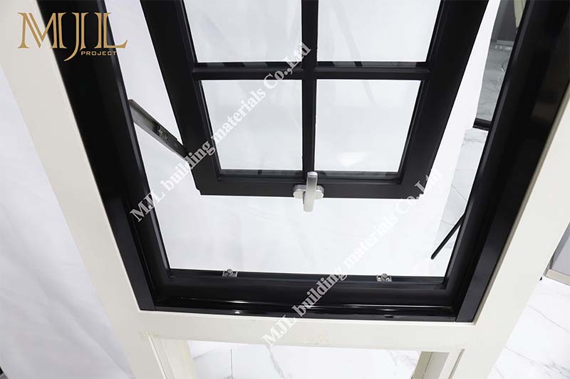 House Awning Powder Coated Grid Design Aluminium Laminated Glass Top Hung Window